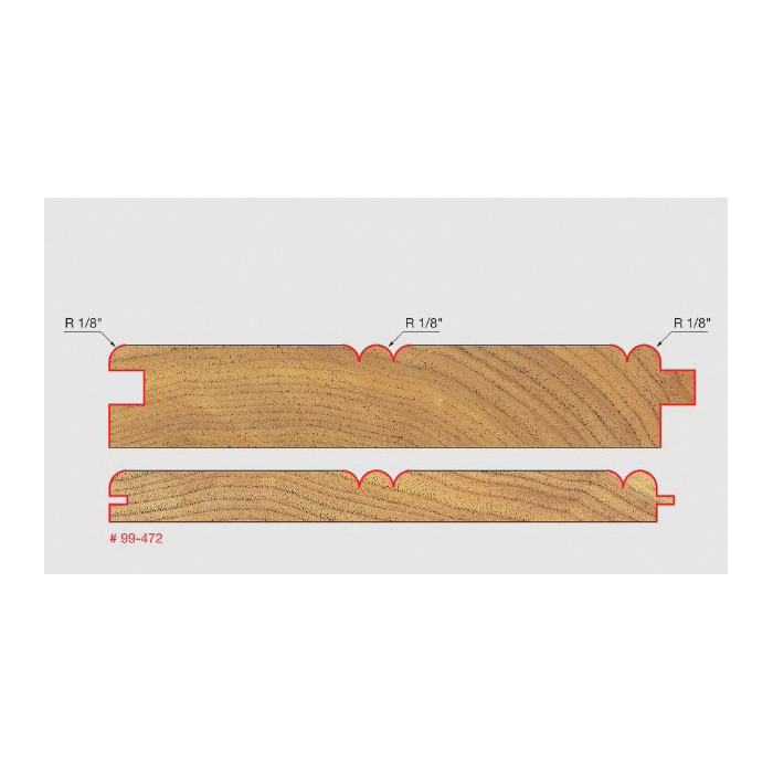 Beadboard Tongue and Groove Bit, Freud, 1-7/8 in Dia Cutter, 13/16 in L Cutting, 2-7/8 in OAL, 1/2 in Dia Shank - 3