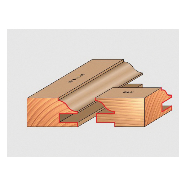 Rail and Stile Profile Router Bit, Freud, 1-1/2 in Dia Cutter, 3/8 in L Cutting, 2-1/4 in OAL, 1/2 in Dia Shank - 3