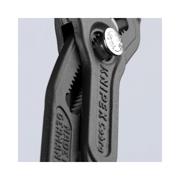 Cobra Water Pump Pliers, Knipex, 12 in OAL, 2-3/4 in Jaw, Button Adjustment, Non-Slip Grip, Serrated Handle - 4