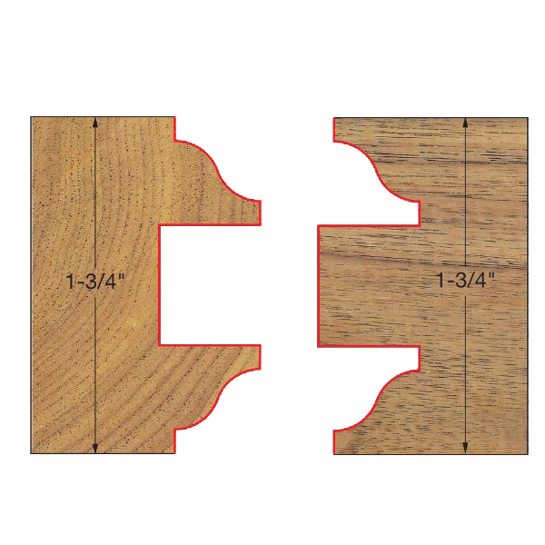 Router Bit, Freud, 1-7/8 in Dia Cutter, 1-7/8 in L Cutting, 4-1/8 in OAL, 1/2 in Dia Shank, 2-Cutter, Carbide - 2