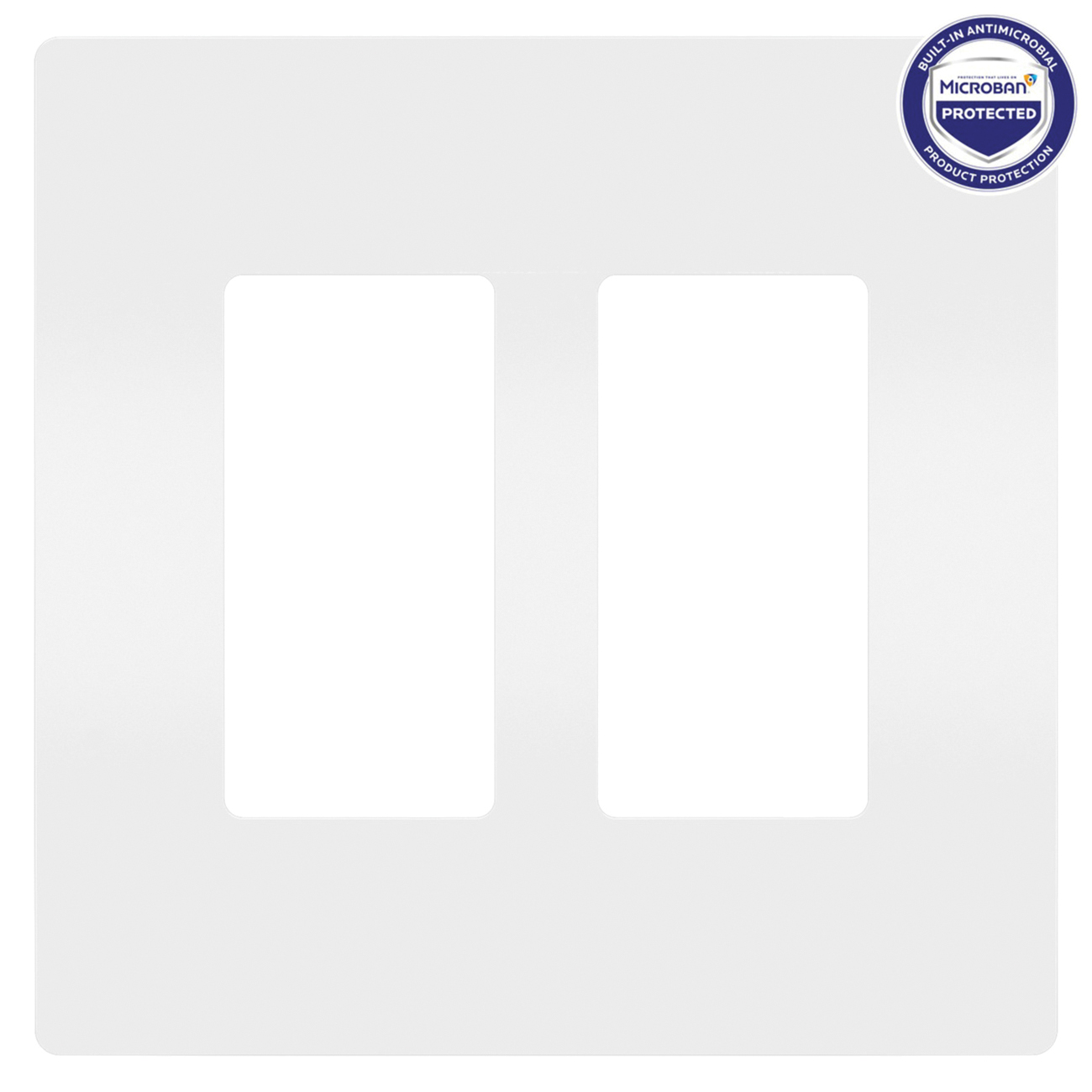 radiant Series RWP262WAMCC6 Screwless Wallplate, 4.94 in L, 4.96 in W, 2-Gang, Plastic, White