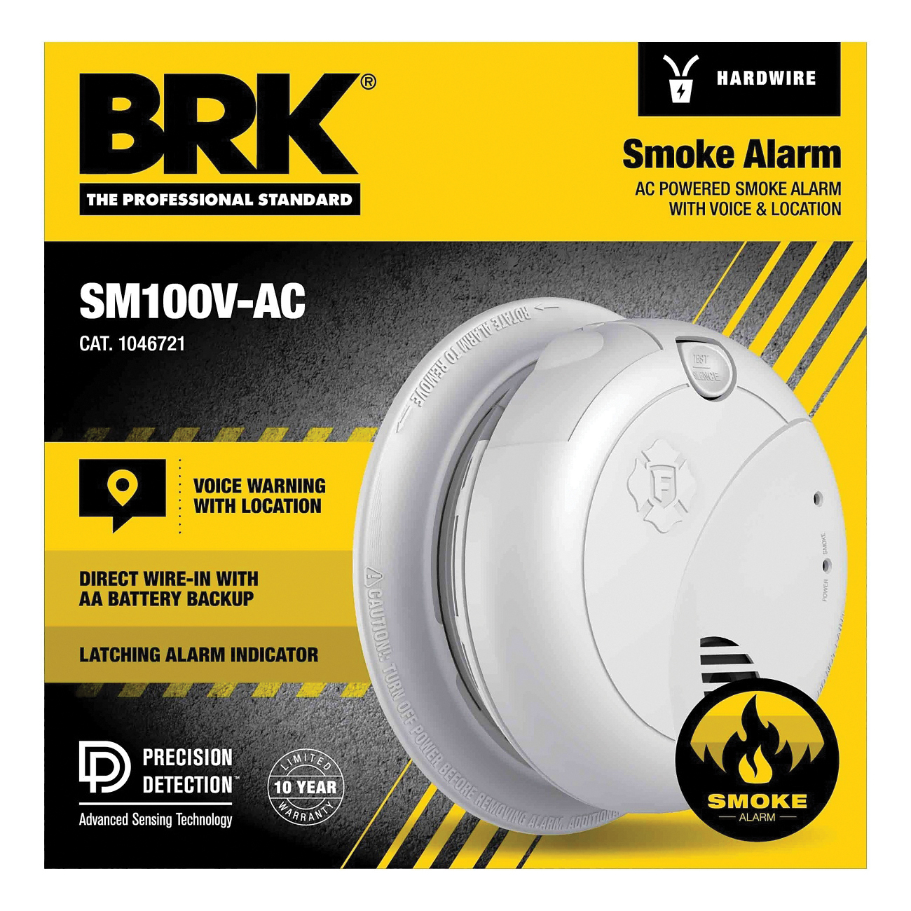 1046721 Smoke Alarm with Battery Backup and Voice Alerts, Photoelectric Sensor, Alarm: Voice