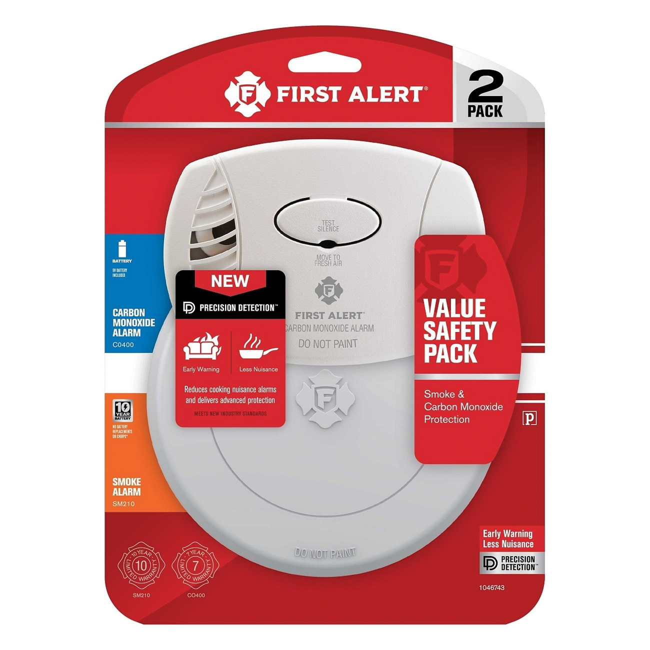 1046743 Smoke and Carbon Monoxide Alarm, Electrochemical, Photoelectric Sensor, White