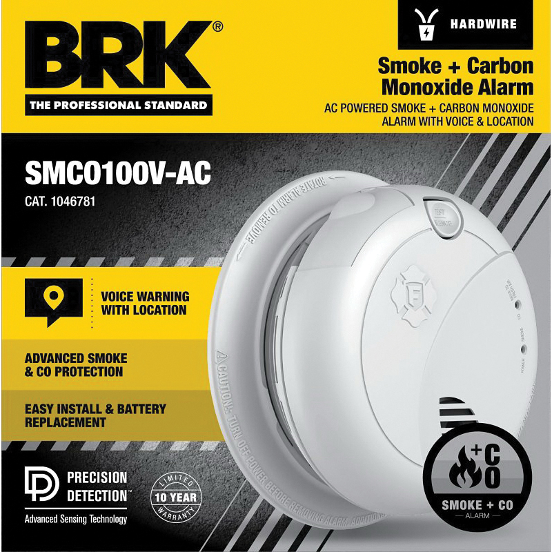 1046781 Smoke and Carbon Monoxide Alarm, Alarm: Voice, Photoelectric Sensor