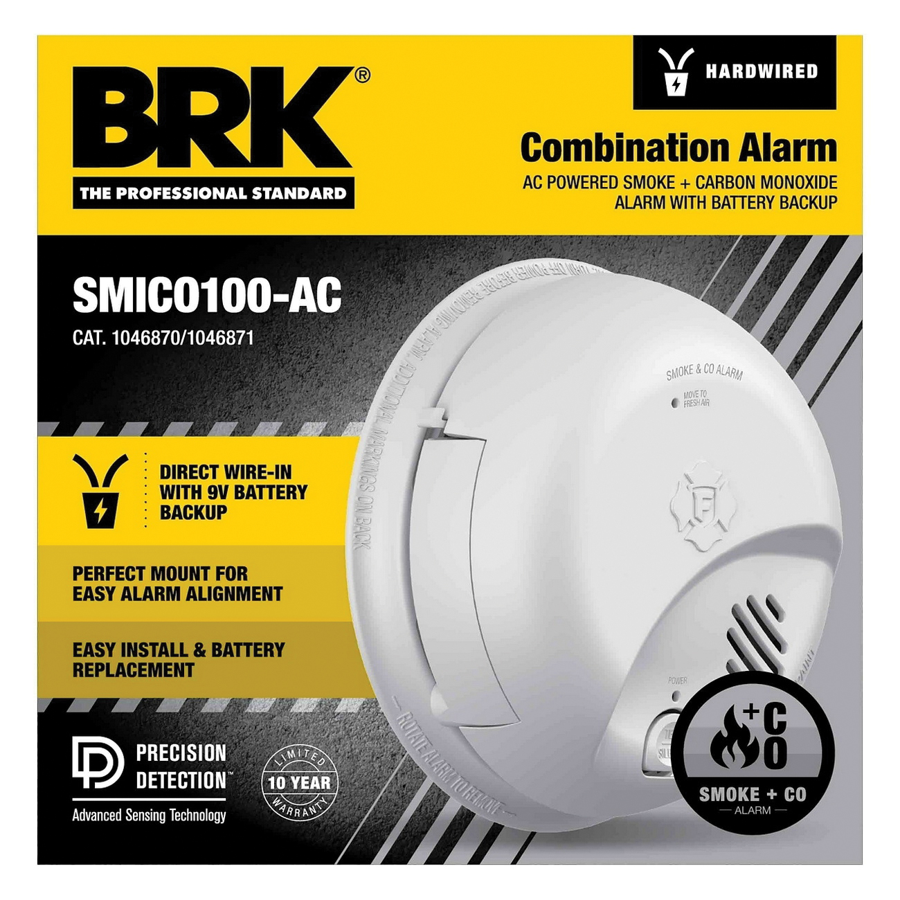 1046870 Smoke and Carbon Monoxide Alarm, 85 dBA, Ionization Sensor, White