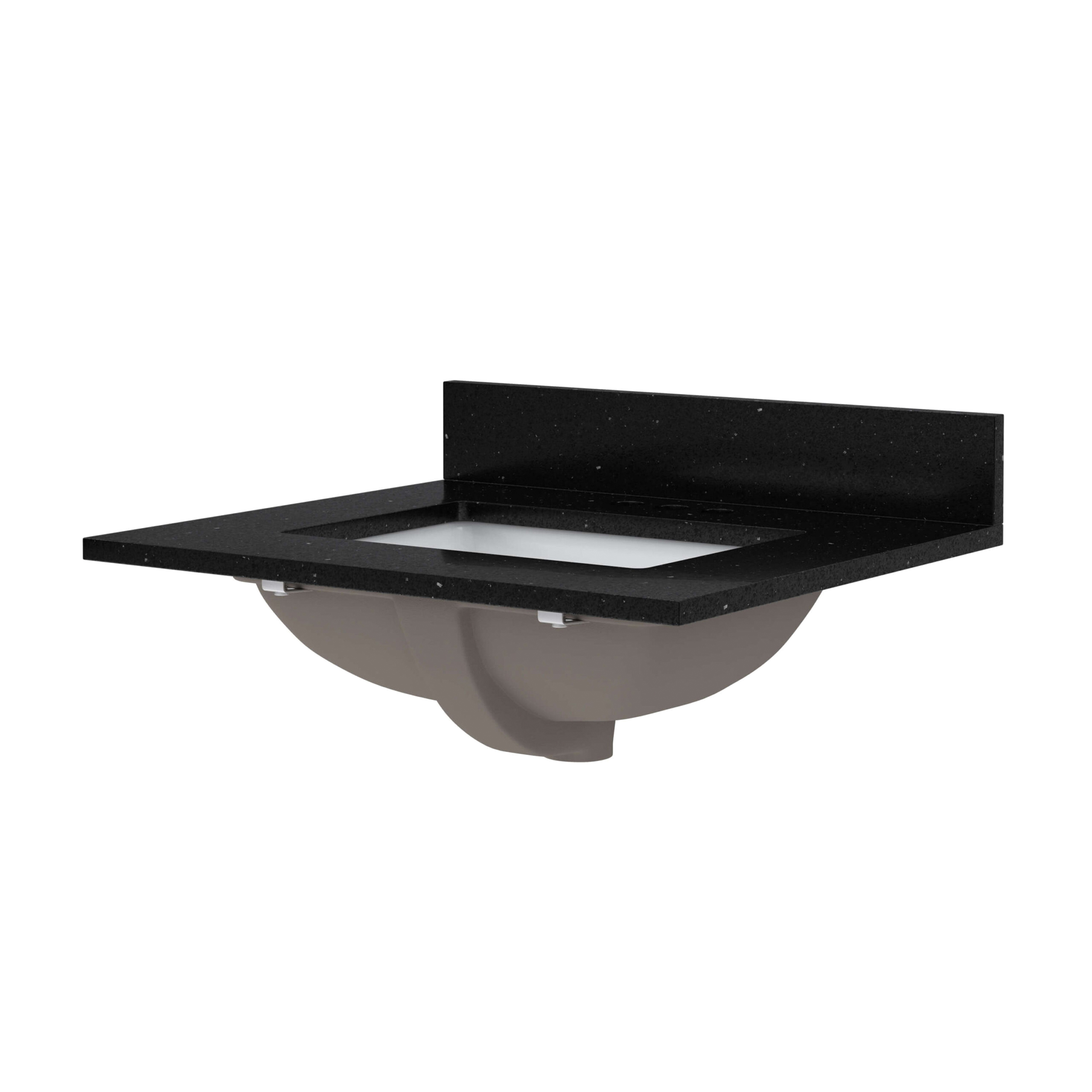Craft + Main Quartz Series QZ37228BGR Vanity Top, 22 in OAL, 37 in OAW, Ceramic/Quartz, Black Galaxy, Under Mount Sink - 10
