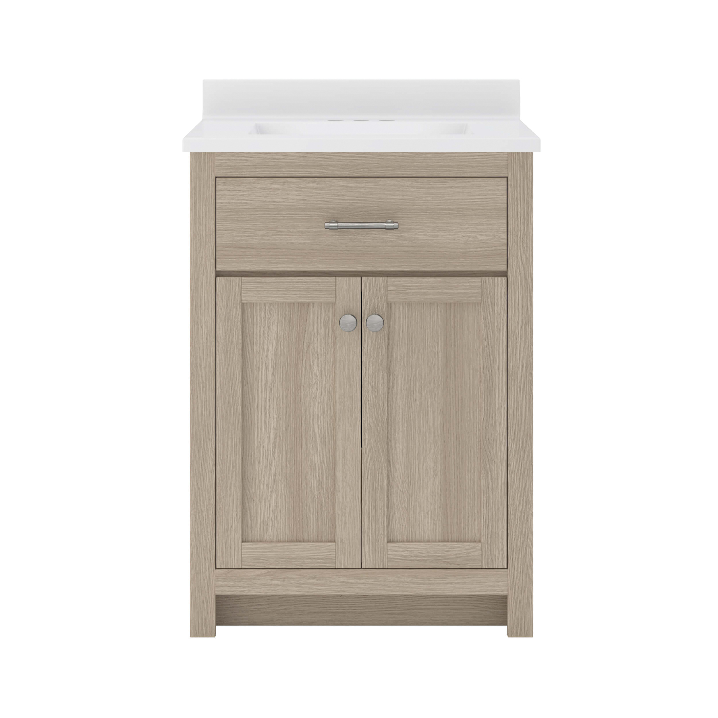 Craft + Main Reese Series RSOVT3134 Vanity Combo, 30 in W Cabinet, 18-1/2 in D Cabinet, 34 in H Cabinet, MDF, Light Oak - 3