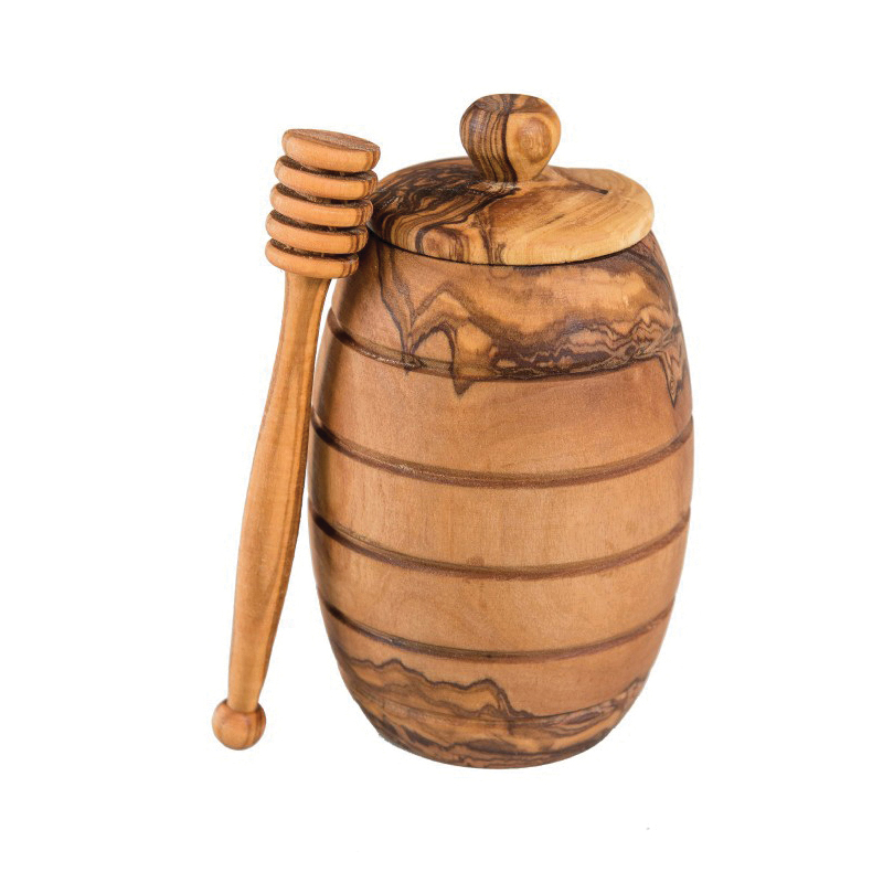 Olive Wood Honey Pot - Thumbnail 3