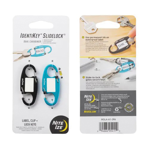 IdentiKey IKSLA-A1-2R6 Dual Carabiner, 2.09 in OAL, Aluminum, Black/Blue