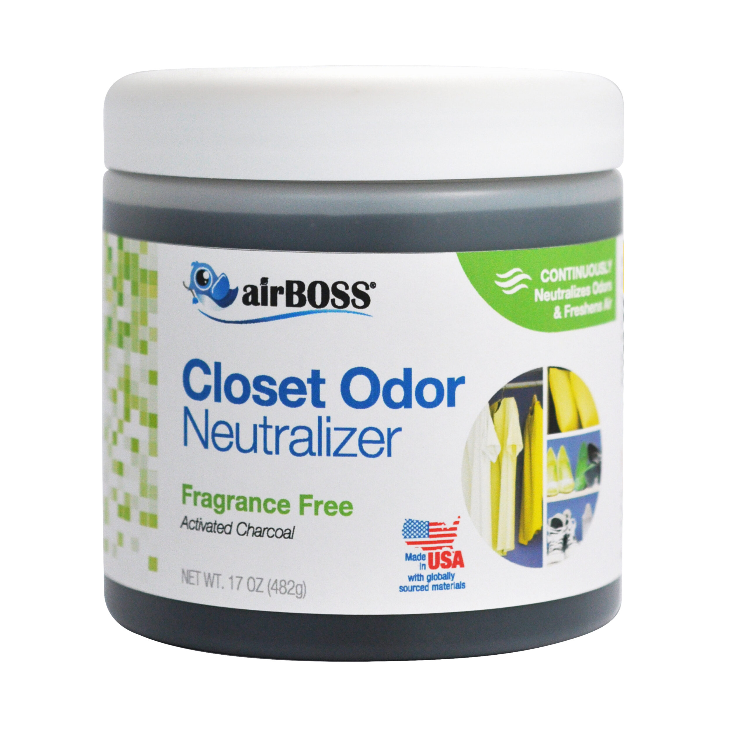 6114.6T Closet Odor Neutralizer, Fragrance Free, 17 oz, Gel, Black