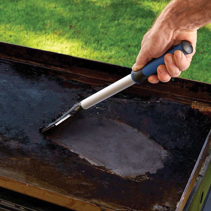 Mr. BAR-B-Q 08803RZ Griddle Scraper, 15-1/2 in L Brush, 5.6 in W Brush, Stainless Steel Bristle, Plastic Handle