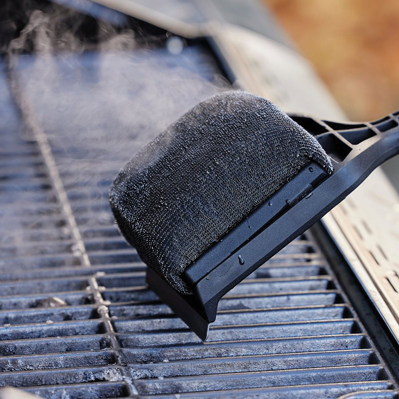 Mr. BAR-B-Q 60400SDZ Bristle-Free Steam Clean BBQ Brush, Stainless Steel Bristle, Plastic Handle, Easy Grip, Textured Handle