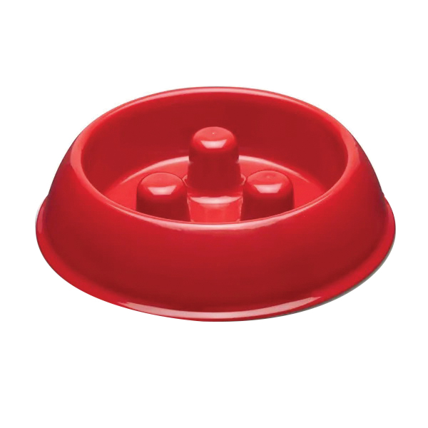 ZX7082 14 Slow Feeder Bowl, S, 12 oz Volume, Plastic, Red