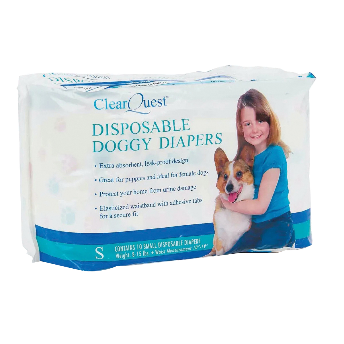 US948 12 Disposable Small Doggy Diapers, 10 to 19 in W