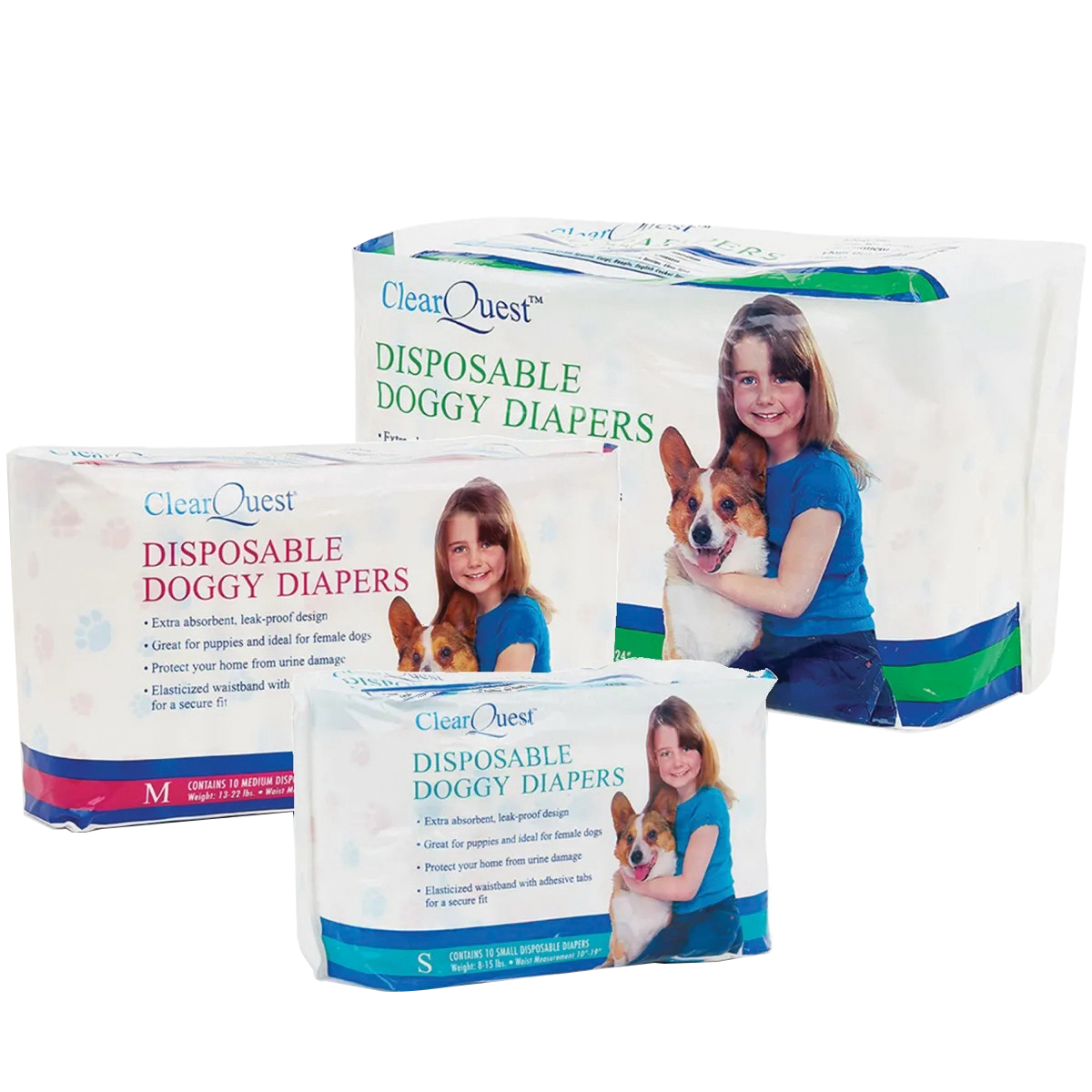 US948 15 Disposable Medium Doggy Diapers, 11 to 22 in W