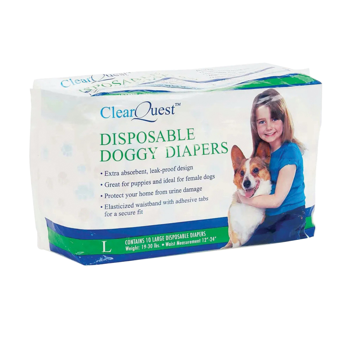 US948 18 Disposable Large Doggy Diapers, 12 to 24 in W