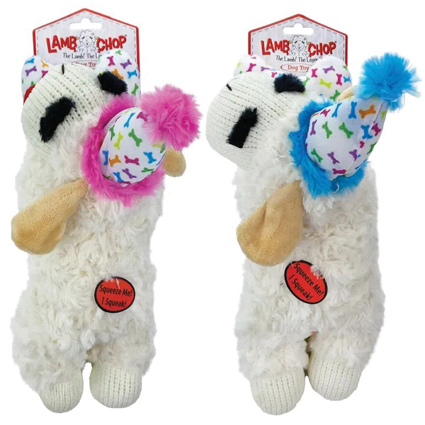 MP48706 Dog Toy, 10-1/2 in, Birthday Lamb Chop with Birthday Hat Dog Toy , Happy Birthday, Polyester