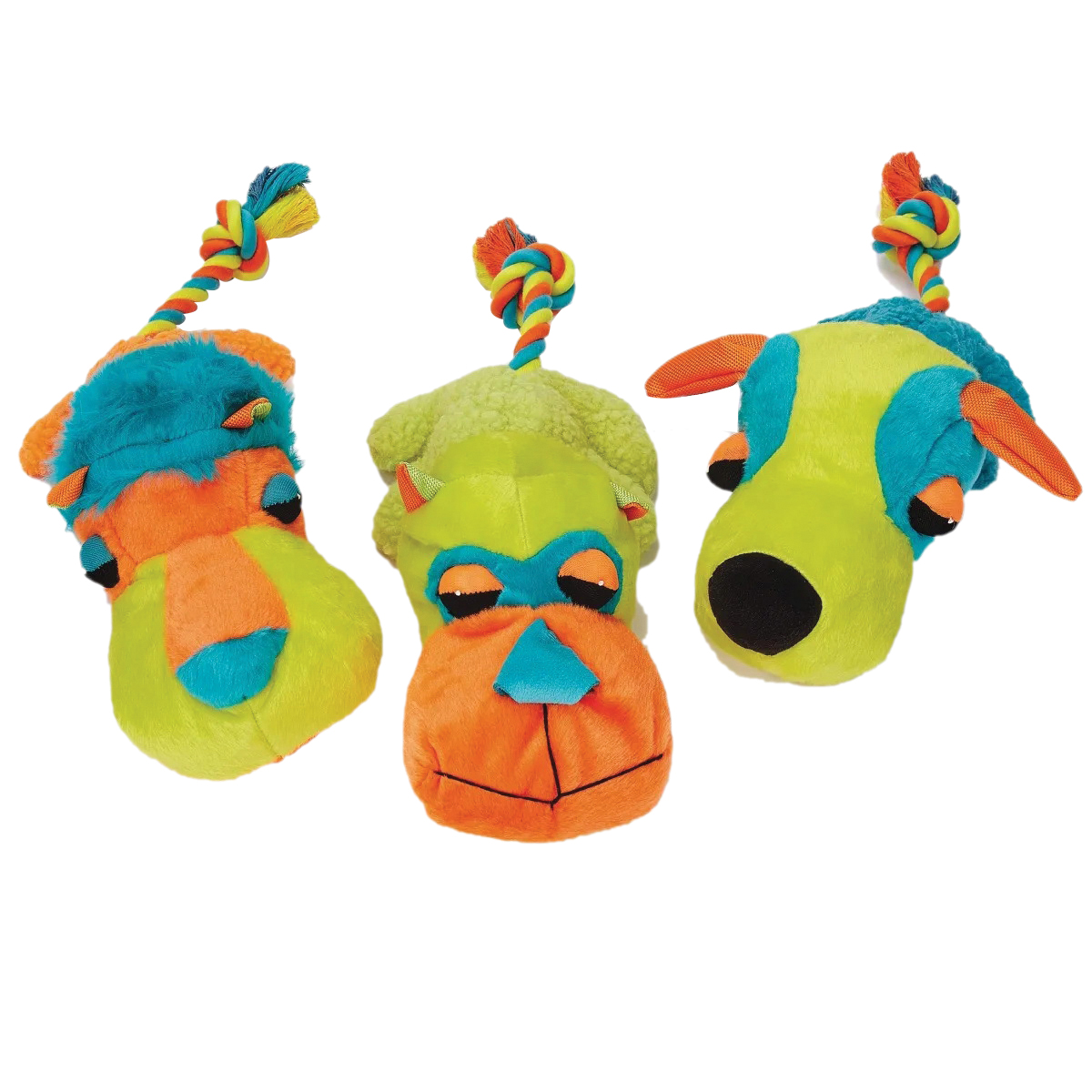 WB12280-9A Dog Toy, 15 in, Ultra Fat Headz Toy, Cotton/Polyfil/Plush/Squeaker, Assorted