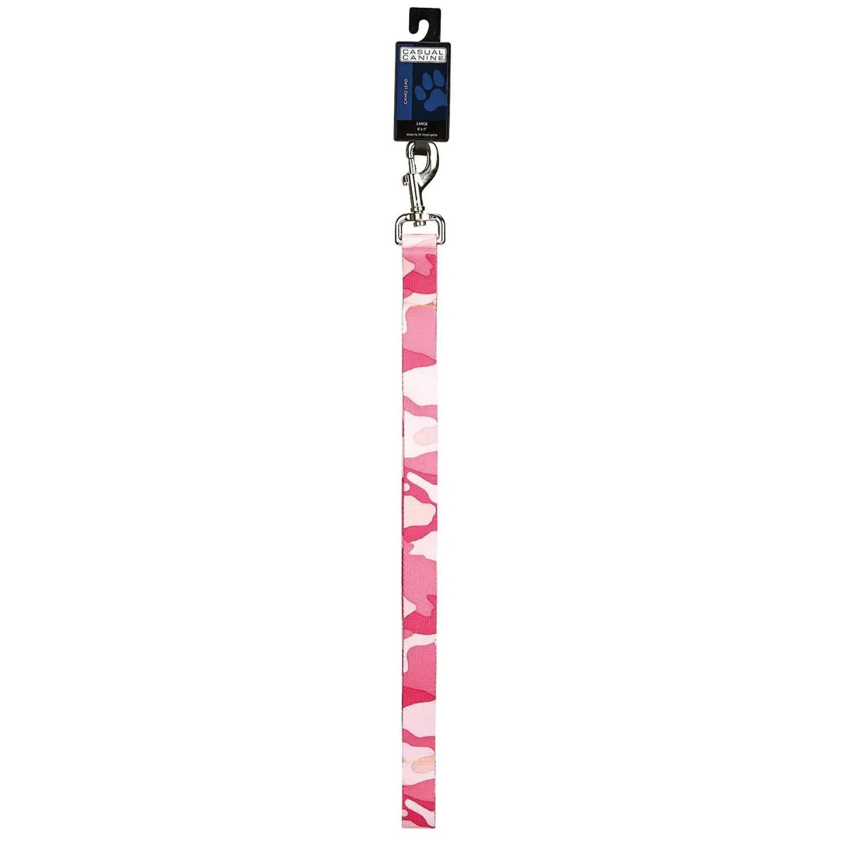 ZA6751 66 75 Camo Dog Leash Lead, 6 ft L, 1 in W, Nylon Line, Pink, Fastening Method: Swivel Snap