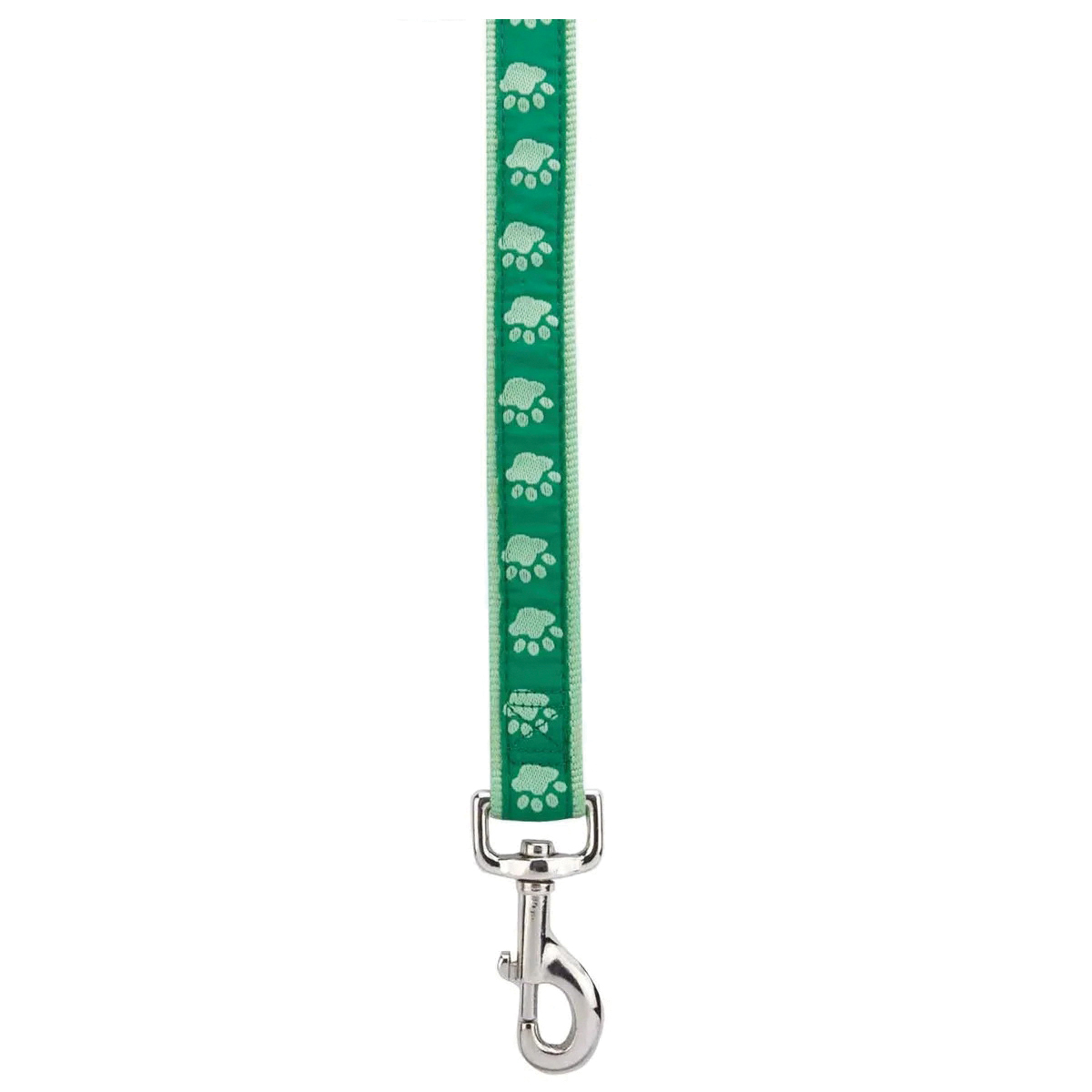 ZA8861 66 43 2-Tone Pawprint Dog Lead, 6 ft L, 1 in W, Nylon Line, Green, Fastening Method: Swivel Clip
