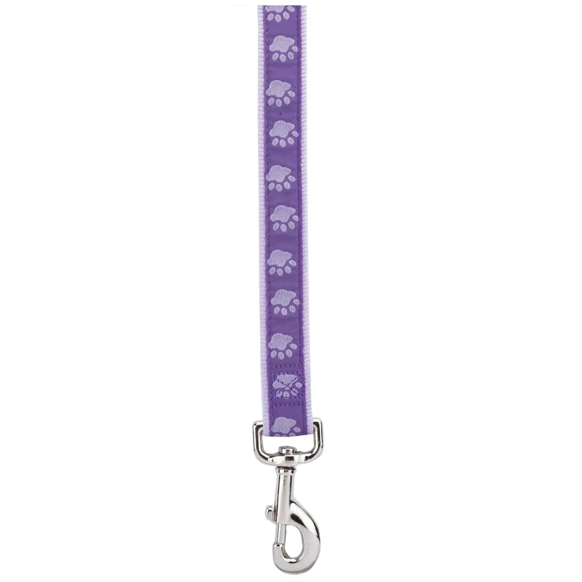 ZA8861 66 79 2-Tone Pawprint Dog Lead, 6 ft L, 1 in W, Nylon Line, Purple, Fastening Method: Swivel Clip