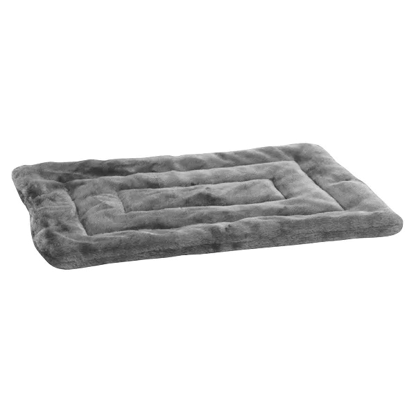 ZW941 23 16 Plush Dog Mat, 23 in L, 16 in W, Plush Fur/Polyfiber Cover, Gray