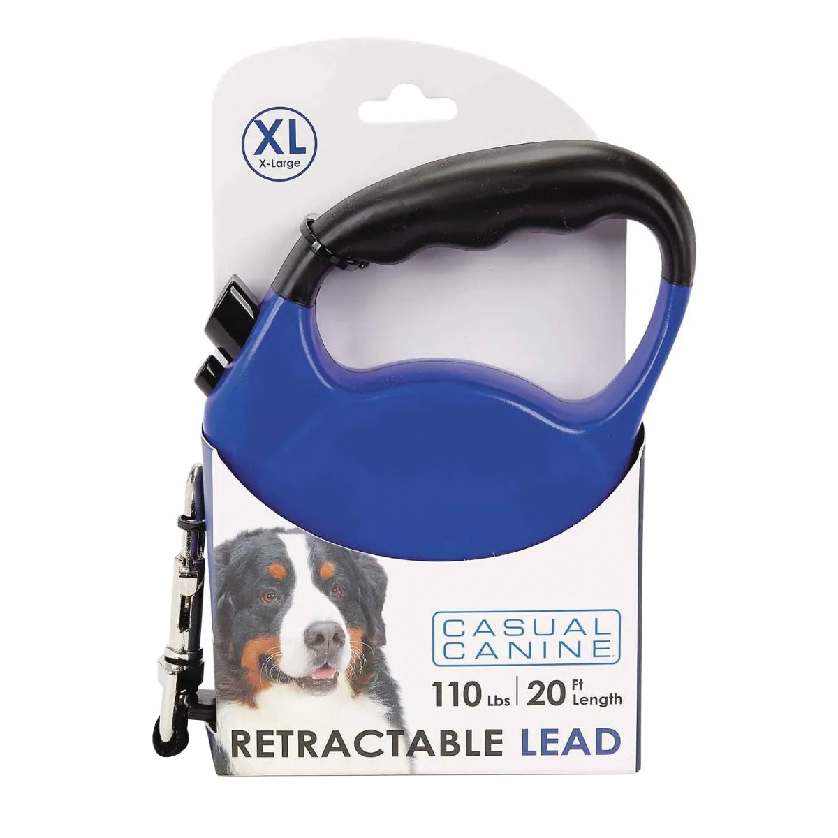 11613 20 19 Belt Retractable Lead, 20 ft L, Blue, Fastening Method: Snap Hook, XL Breed