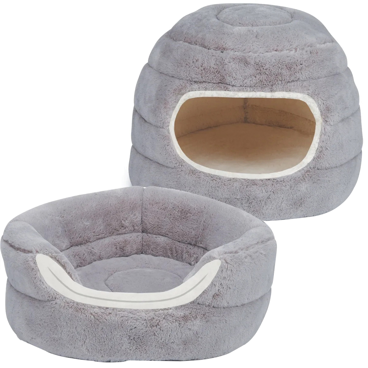 ZW9087 11 Cuddler Bed, 16 in L, Polyester Cover, Gray, Machine Wash Cold on Gentle Cycle, Tumble Dry Low