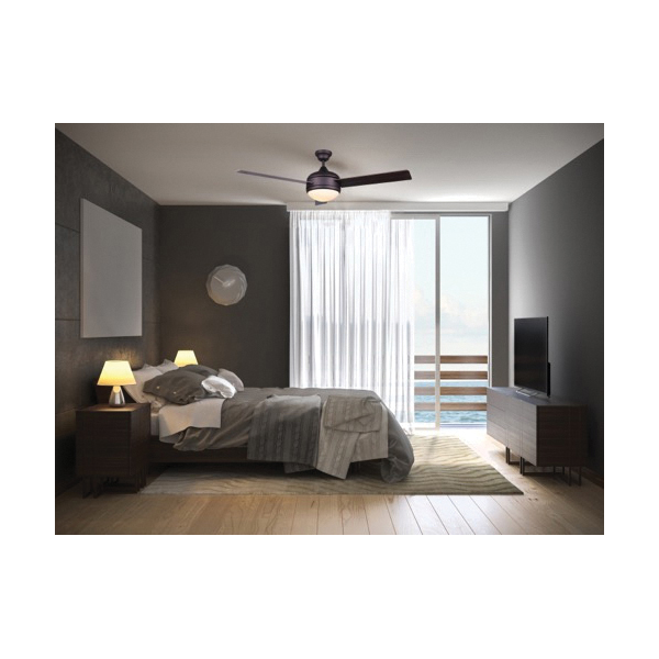 Canarm CALIBRE III CF48CA33BK LED Ceiling Fan, 3-Blade, Silver Housing, Black Blade, 48 in Sweep, Plywood Blade