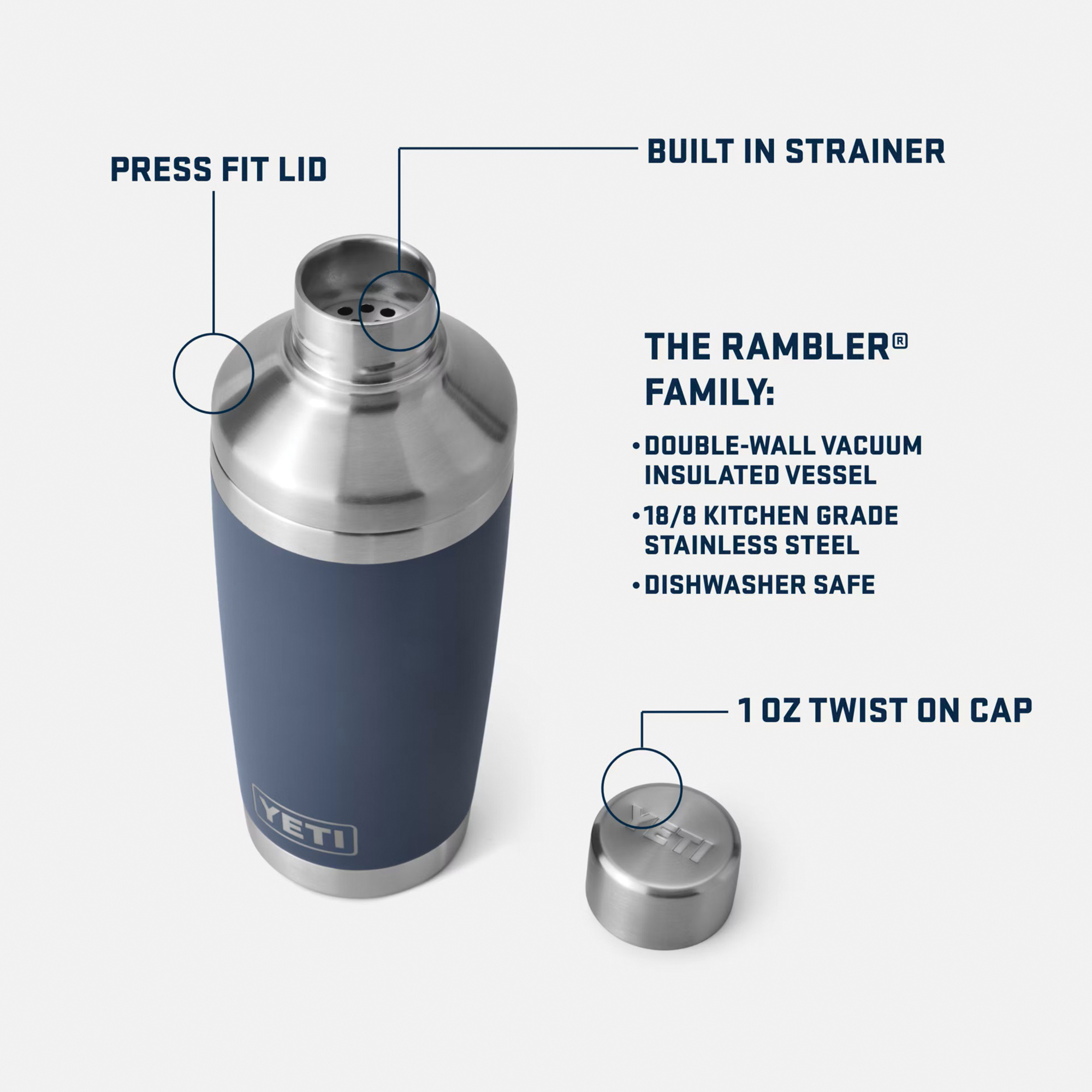Yeti Rambler Series 21071502674 Cocktail Shaker, Acrylic/Stainless Steel - 4