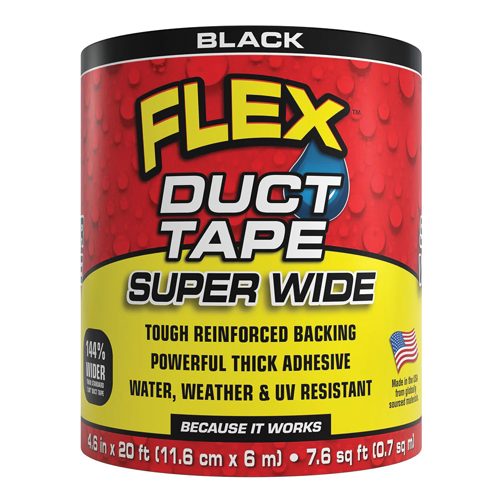 DTBLKR4620 Duct Tape, Peel Back, 20 ft L, 4.6 in W, Mesh Backing, Black