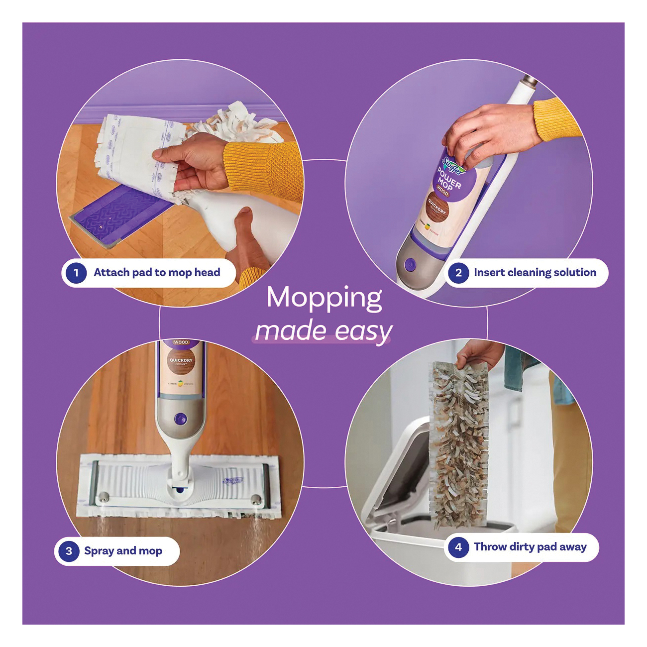Swiffer PowerMop Series 81914 Mopping Pad Refill - 4