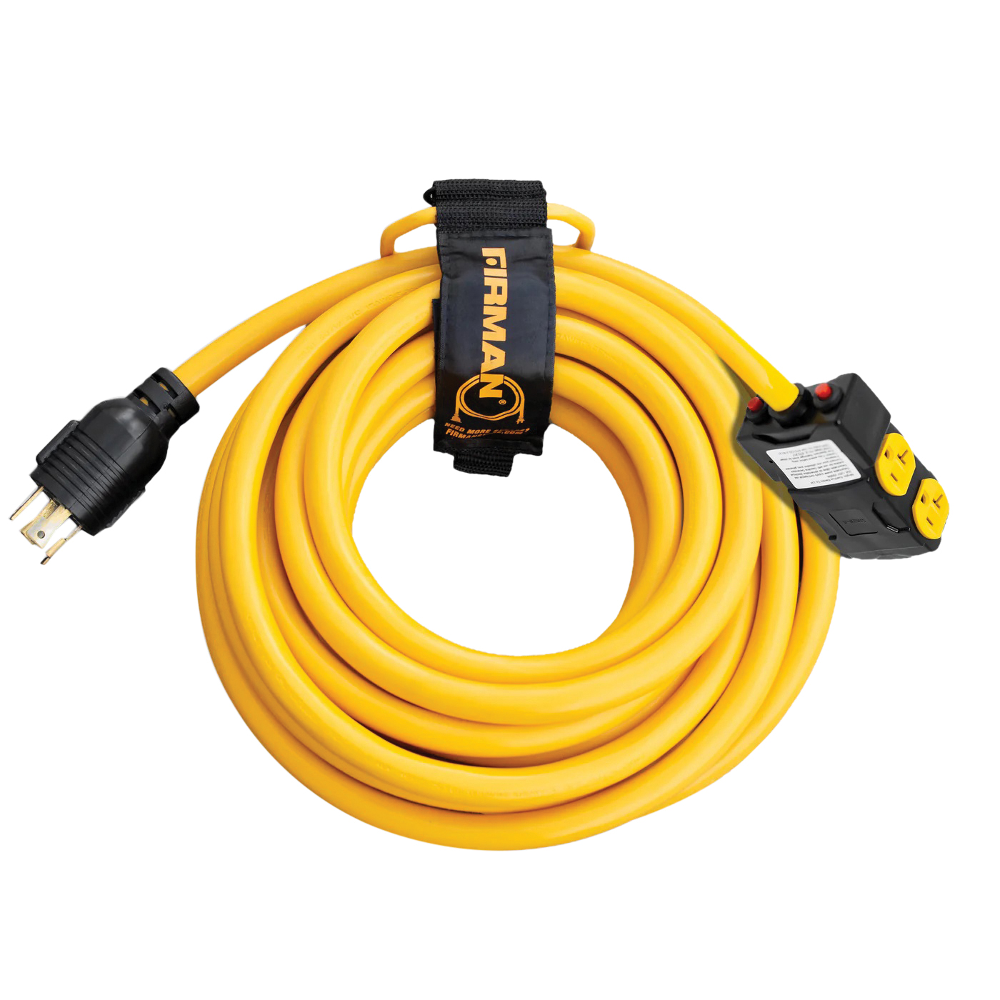 1195 Power Cord with Storage Strap, 10 ga Wire, 25 ft L, Yellow Sheath