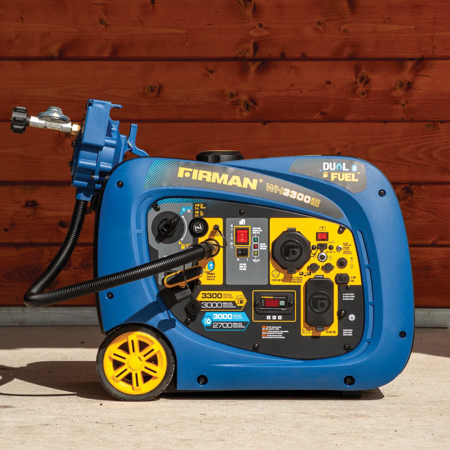 Firman WH03041 Portable Generator, 30 A, 120 VAC, Gasoline, LPG, 1.8 gal Tank, 9 hr Run Time, Recoil Start