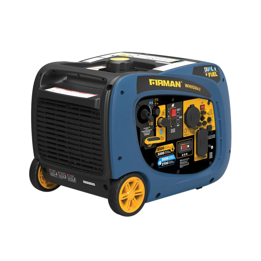 Firman WH03041 Portable Generator, 30 A, 120 VAC, Gasoline, LPG, 1.8 gal Tank, 9 hr Run Time, Recoil Start
