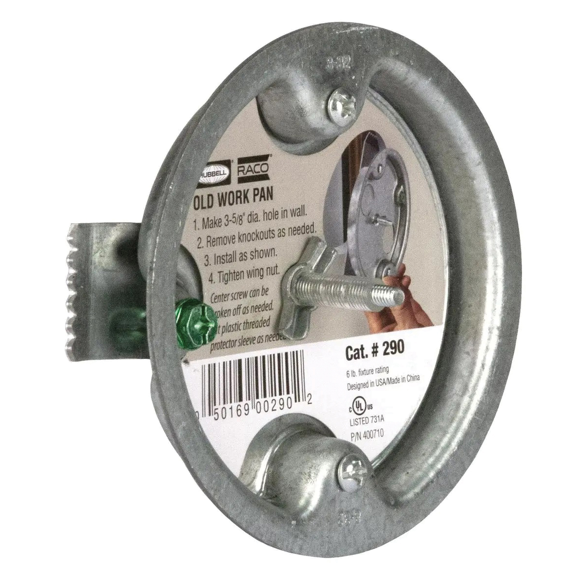 Old Work Pan, Raco, 1.348 in L, 4.843 in W, Steel, Ceiling Mounting, For: Old Work Bracket - 3