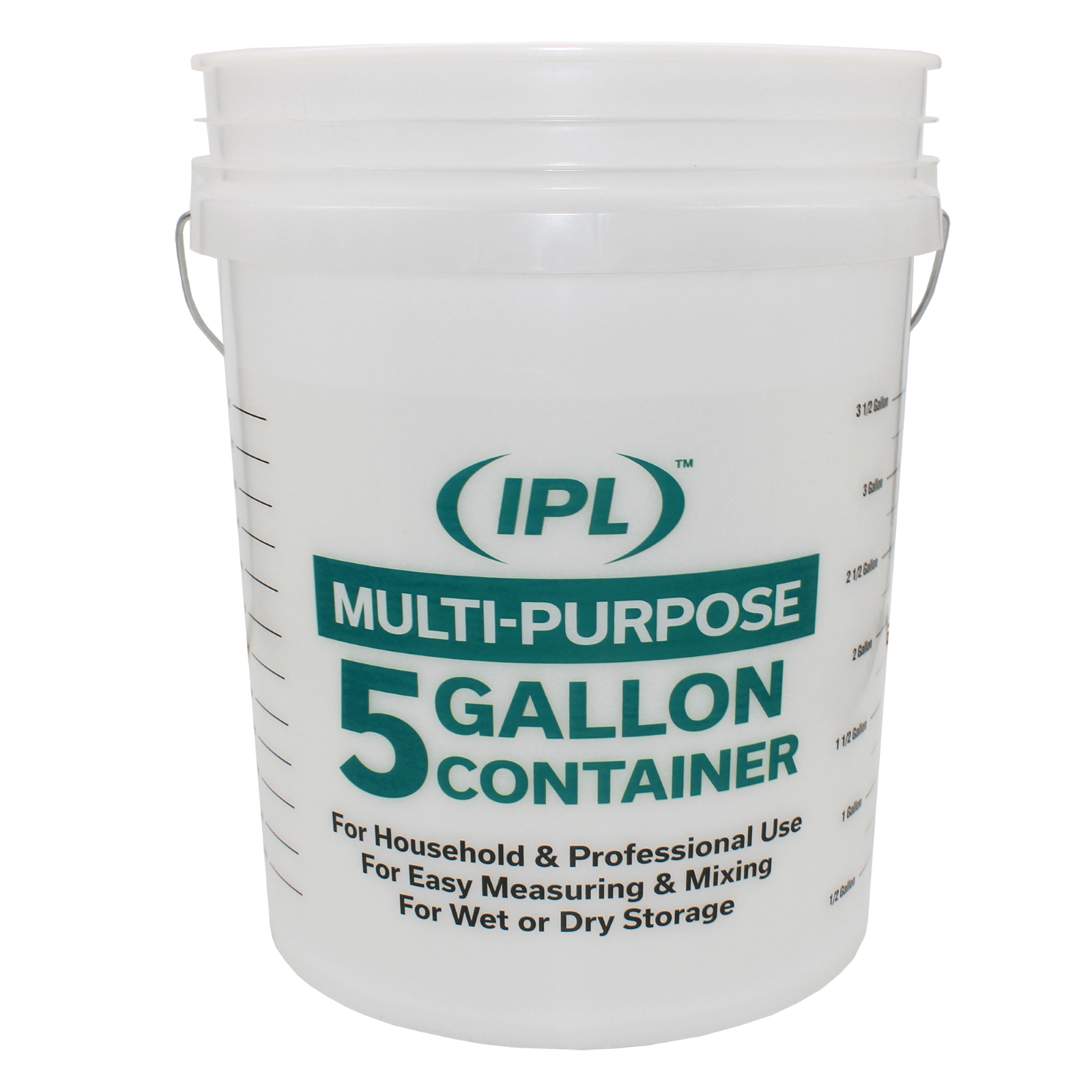 1123056 Multi-Purpose Pail with Handle, 5 gal Capacity, HDPE, Natural, Injection Molded No-Mark Grip Handle