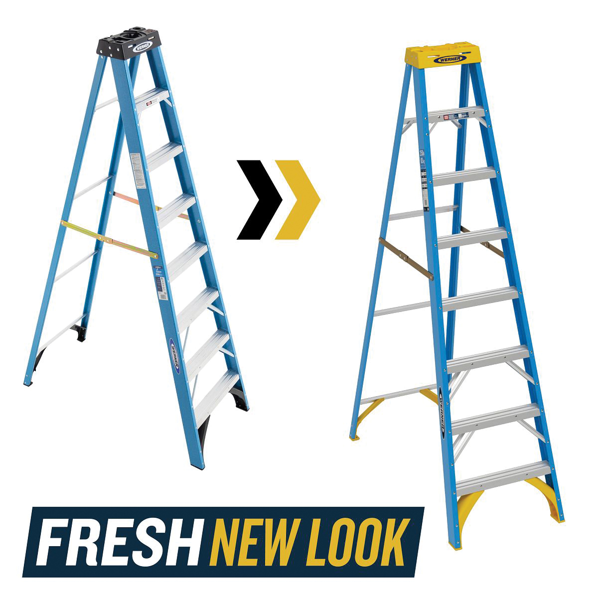 Step Ladder, Werner, Type 1, Single Sided, 8 ft H, Type 1 Duty Rating, Fiberglass, 250 lb - 2