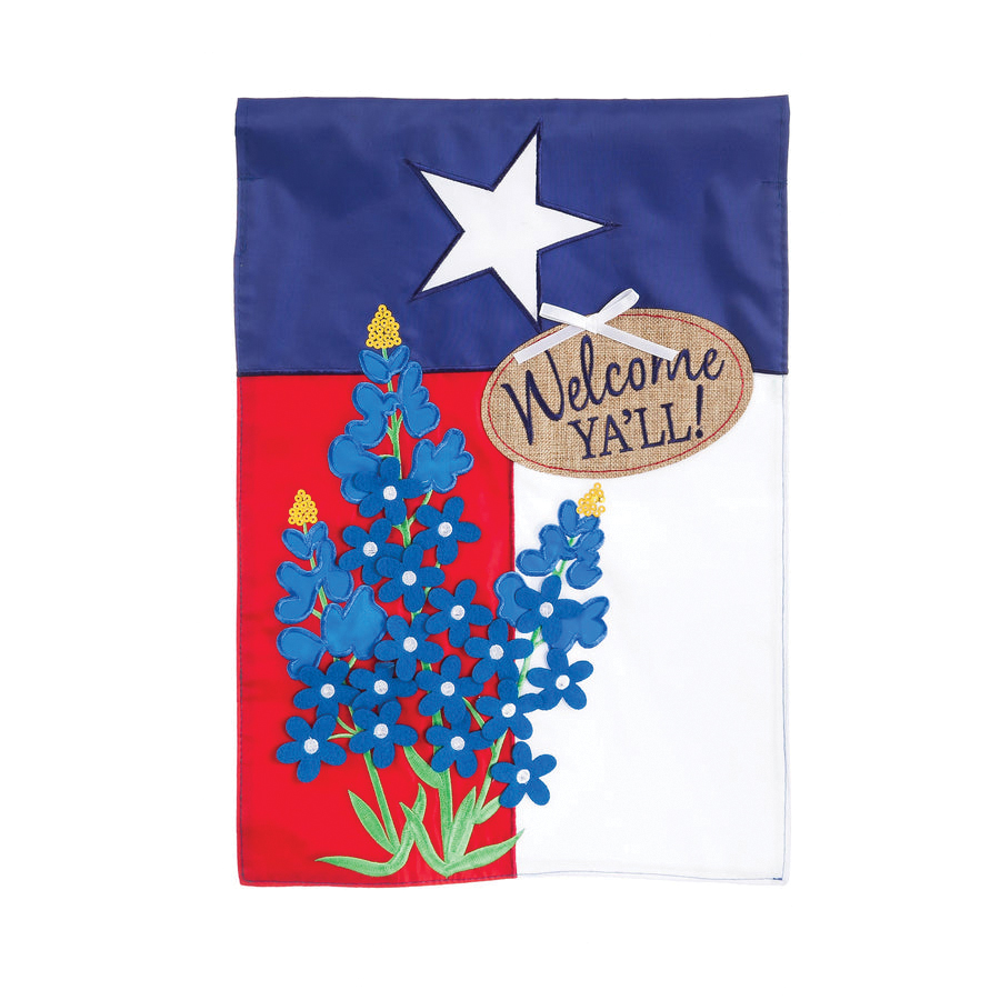 168679BL Garden Flag, 18 in L, 12-1/2 in W, Texas Blue Bonnets