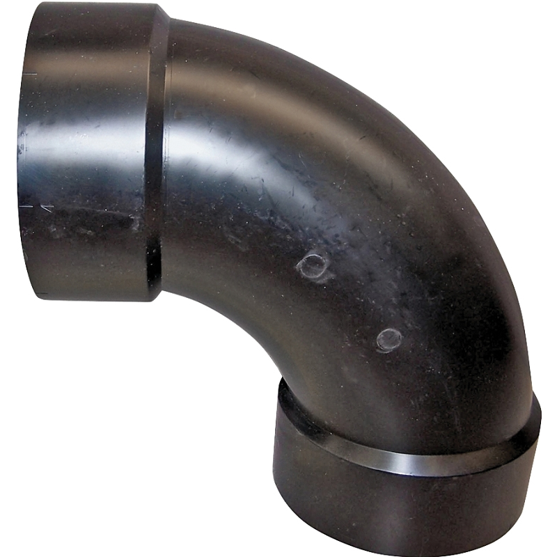 102278BC Long Sweep Pipe Elbow, 3 in, Hub, 90 deg Angle, ABS, Black, SCH 40 Schedule