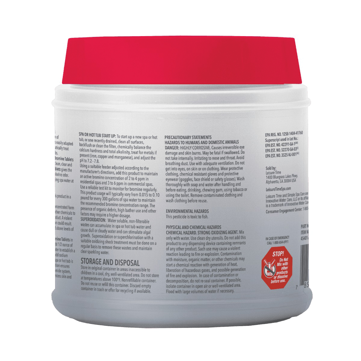 Leisure Time 45401 Bromine Tablet, 2.2 lb, Bottle - 2