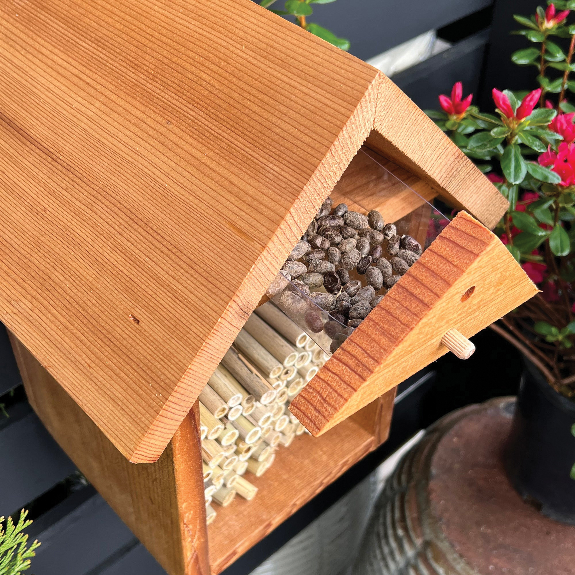 Crown Bees 210310 Insect House, 10 in W, 14 in H, Tower, Cedar Wood - 3