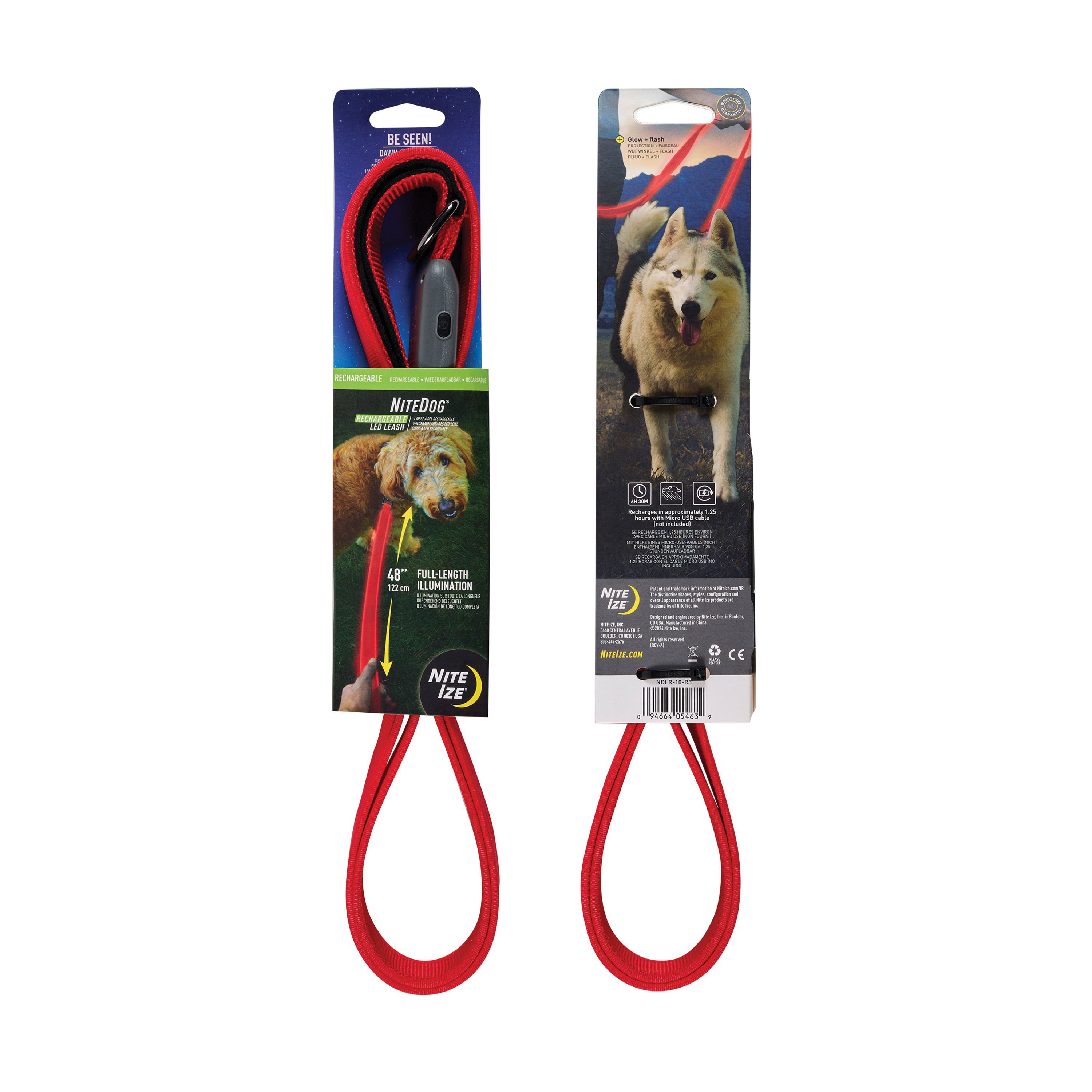 Nite Ize Nitedog NDLR-10-R3 Rechargeable LED Dog Leash, 5 ft L, Red - 2