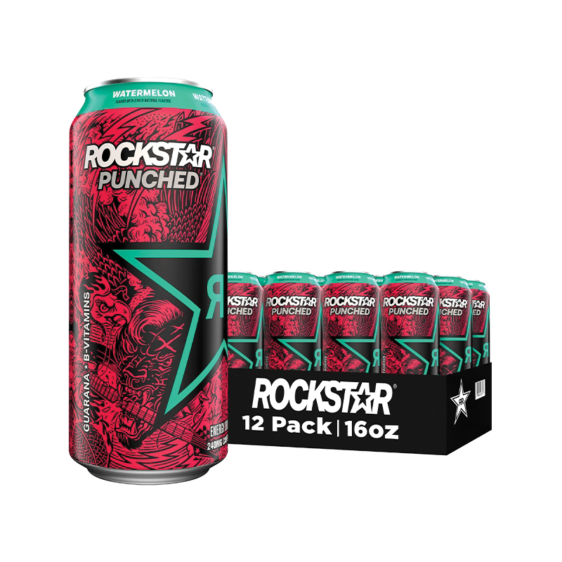 Rockstar Energy 206638 Energy Drink, Punched Watermelon, 16 oz, Can - 2