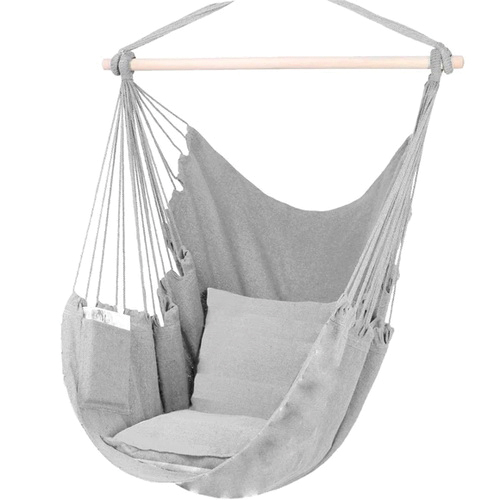 Kole Imports GA030 Hanging Lounge Chair Hammock Assortment, Woven Fabric, Blue/Gray Fabric, Blue/Gray Cushion Color - 4