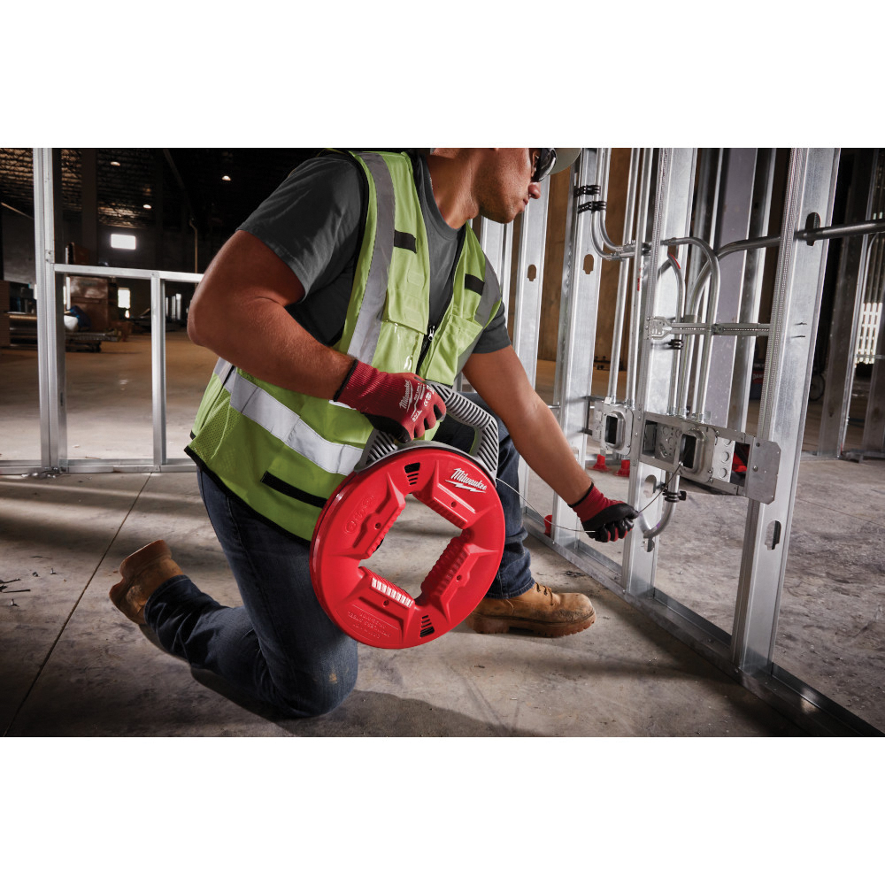 Milwaukee 48-22-4188 Fish Tape, 1/8 in W Tape, 240 ft L Tape, Stainless Steel Tape, Gray/Red Case, Smooth Payout Rewind - 3