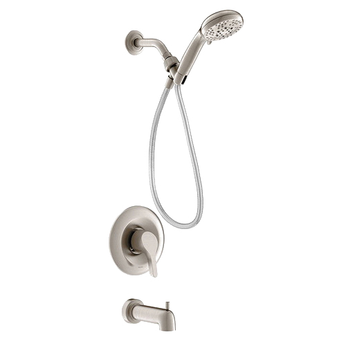 Moen Posi-Temp Spot Resist Danika Series 82733SRN Tub/Shower, Standard Showerhead, 2.5 gpm Showerhead, 3-Spray Setting - 1