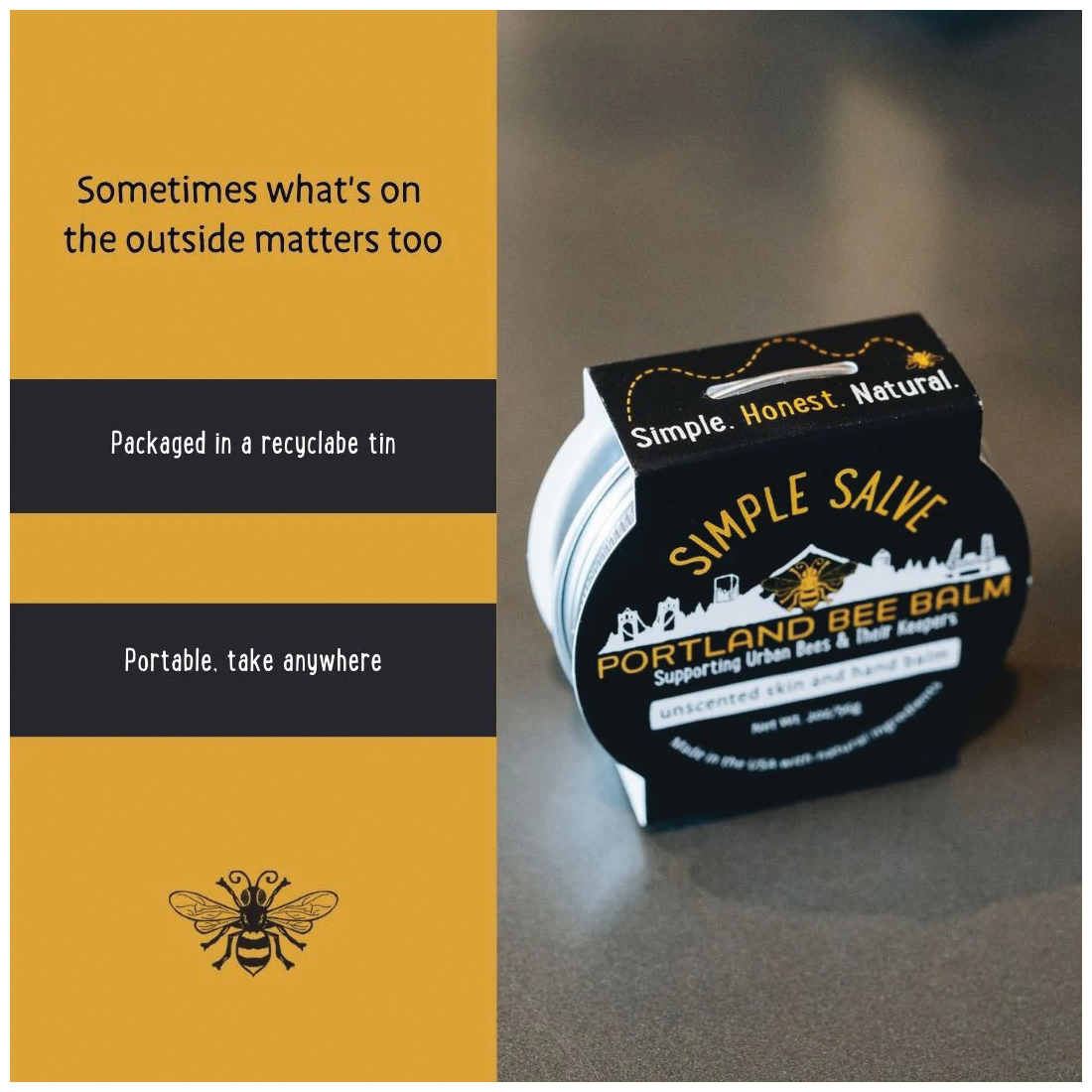 Portland Bee Balm SIMPLE SALVE Series 130 Skin and Hand Balm, 2 oz, Tin - 2