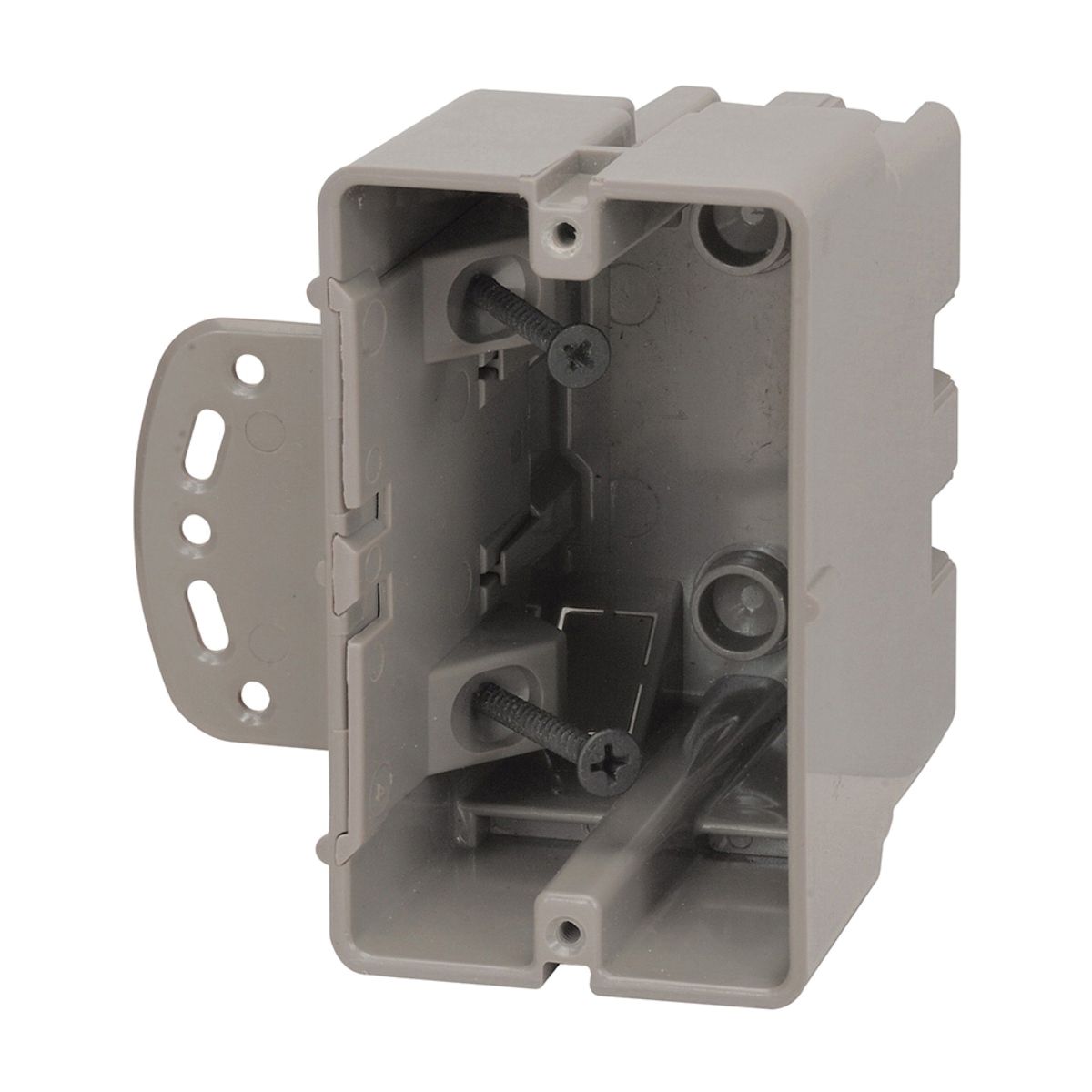 MSBMMT1G Multi-Mount Outlet Box, 1-Gang, 4-Knockout, 1/2 in, Polycarbonate, Gray, Wall