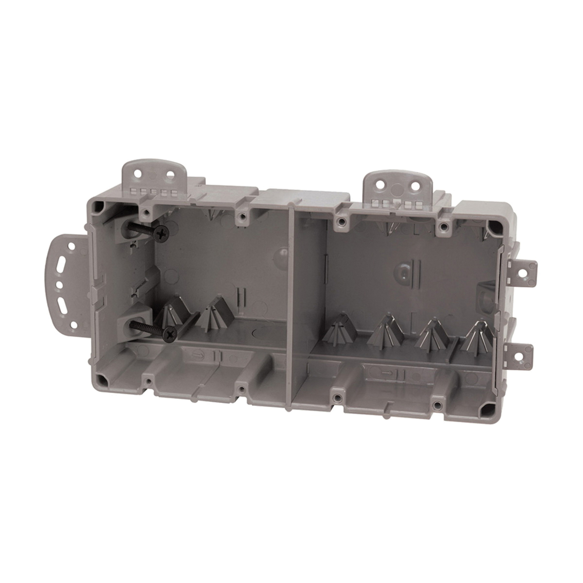 MSBMMT4G Multi-Mount Outlet Box, 4-Gang, 2-Knockout, 1/2 in, Polycarbonate, Gray, Wall